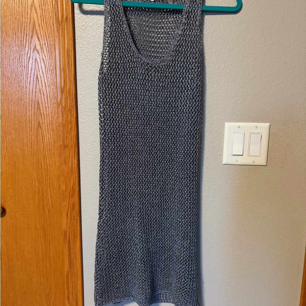 Sleeveless Knit Midi Dress in blue gray